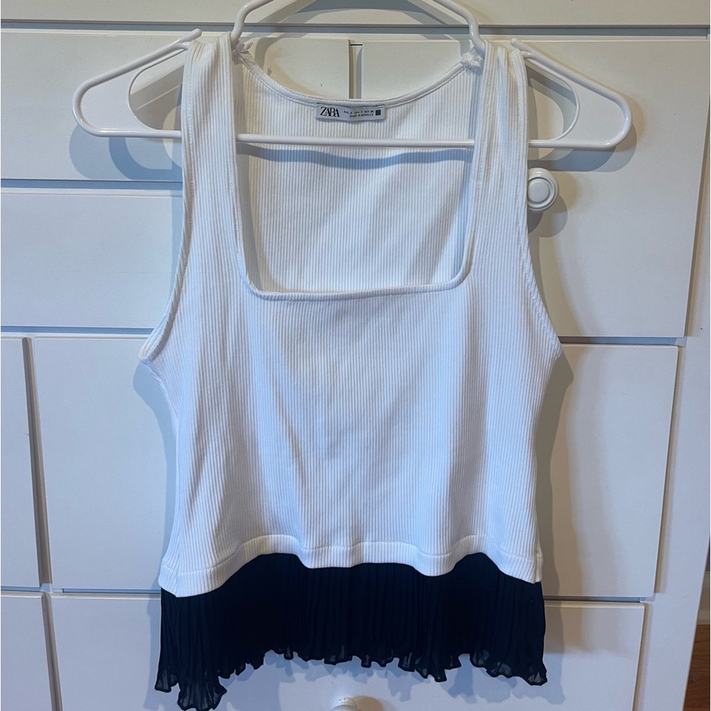 Zara ruffle square neck tank